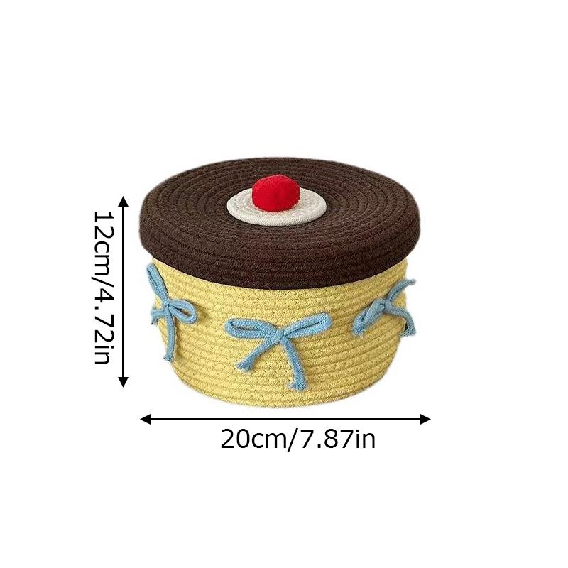 

1PC Desktop Organizer Snack Holder Shelf Baskets Office Cupcake Shape Cotton Rope Baskets Cute 3 Sizes 22x14cm