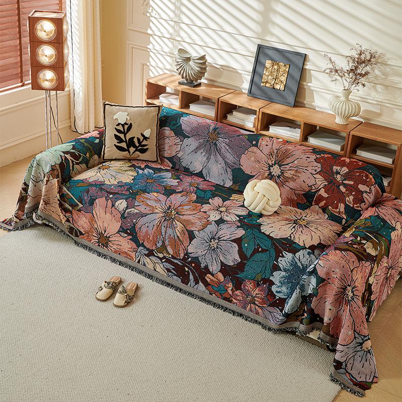 Chenier Flowering Sofa Cover Cloth Is Universal In All Seasons Anti-Cat Scratching Sofa Towela Whole Cover Is Resistant To Dirt