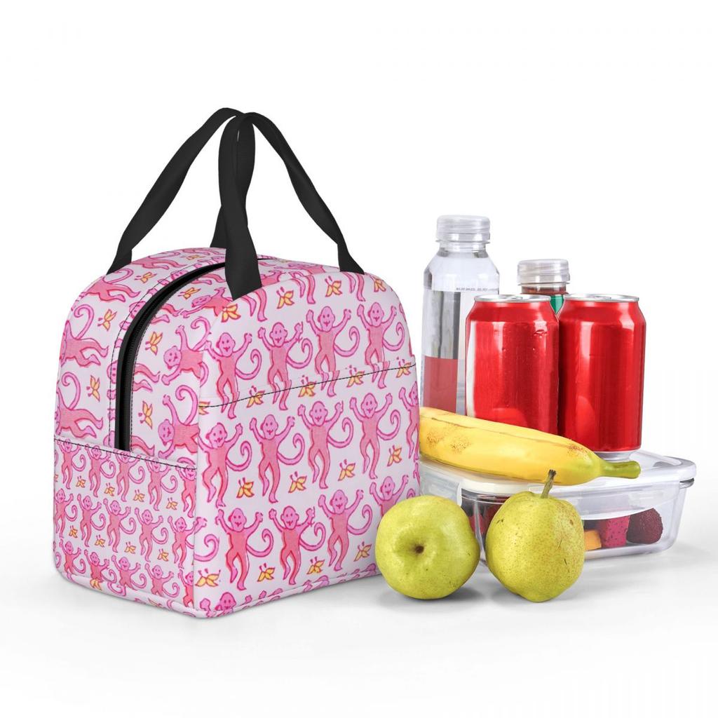 Preppy Roller Monkeys Rabbit Insulated Lunch Bag for Women Children Portable Food Boxes Thermal Lunch Box Tote