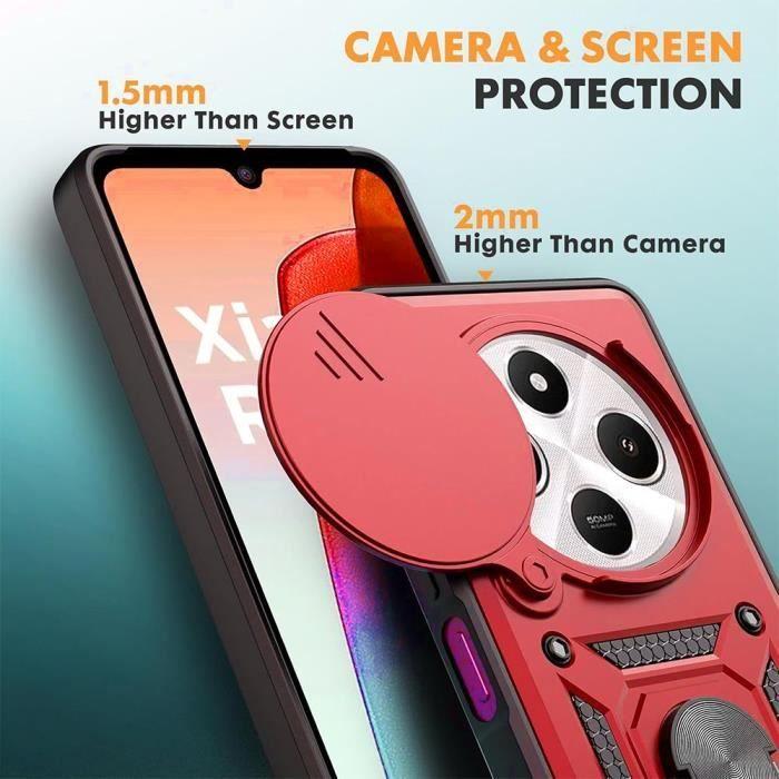 Skal för Xiaomi Redmi 14C, Stötsäker Hård Bumper med Baksida och Kameraskydd - Röd