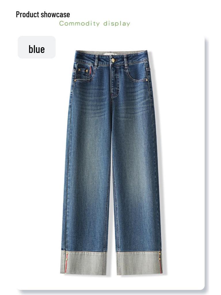 Damskie dżinsy z podwinięciem, wąskie i z szerokimi nogawkami: Wiosna/Jesień 2025 Styl Retro