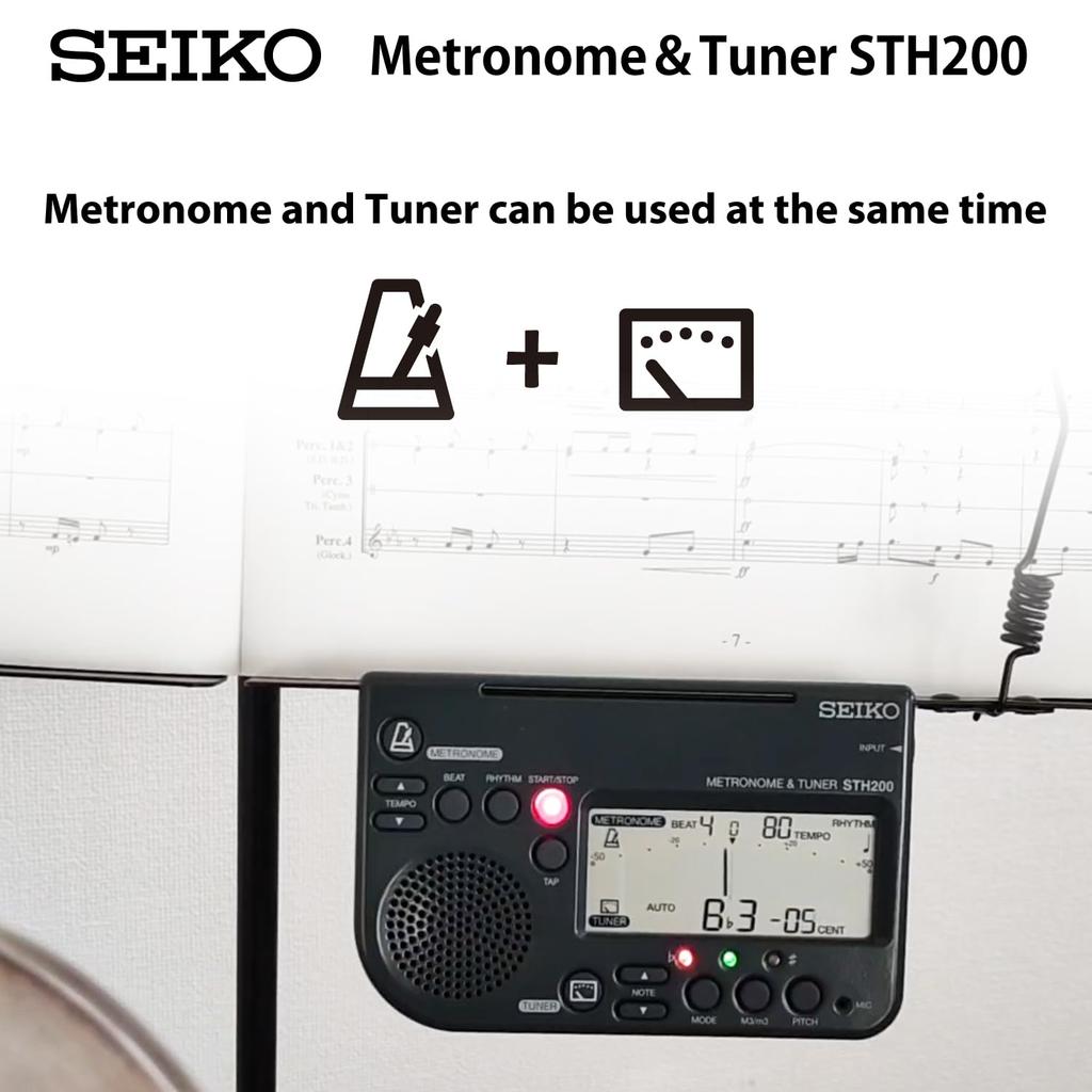 Seiko Metronome High Music Stand Ideal for Wind Black STH200B Tuner, Volume, Mountable, Ensembles,
