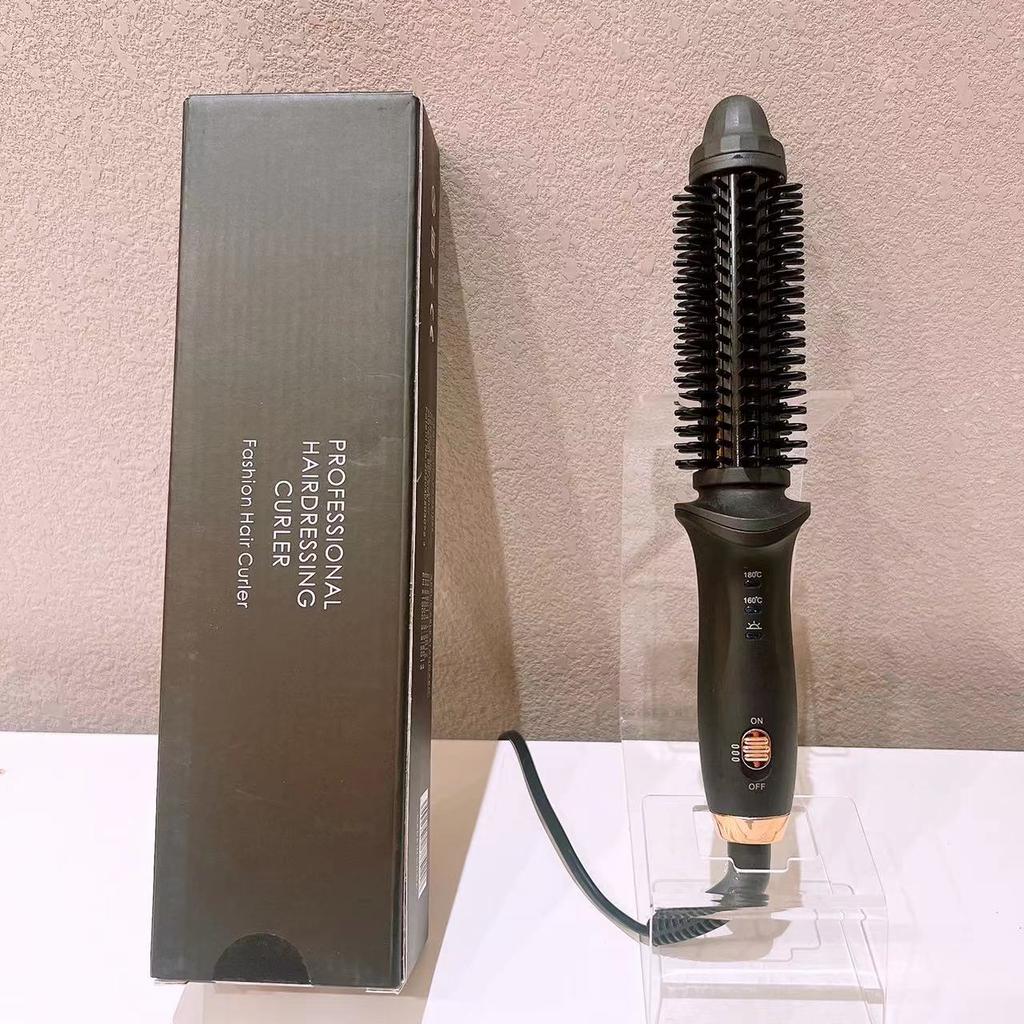 Mini fer à friser en céramique tourmaline ionique, brosse chauffante électrique, baguette à friser anti-brûlure, brosse à cheveux de voyage portable
