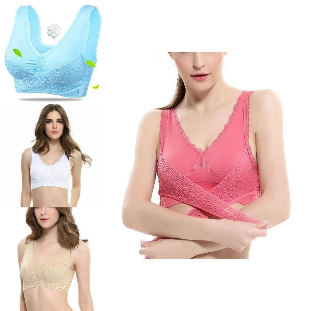 Women Lady Sexy Front Cross Adjustable Side Buckle Lace Vest Wireless Sport Bra For Ultimate Comfort And Style