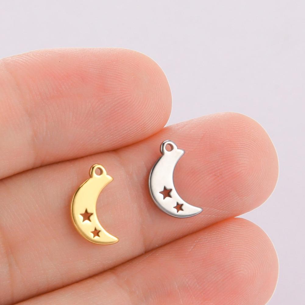 Teamer 5pcs Stainless Steel Charms for Jewelry Making DIY Accessories Sun Star Heart Moon Pendant for Bracelet Necklace Earrings