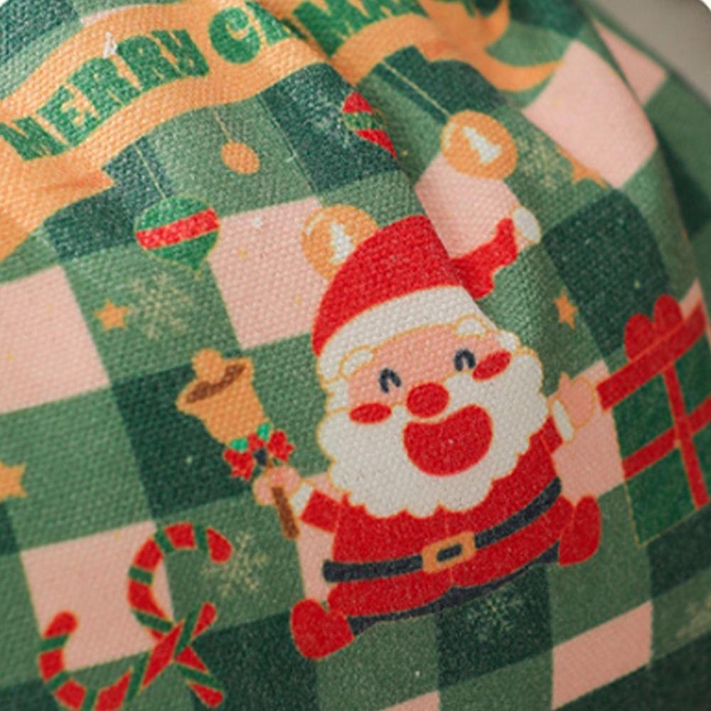 Cartoon Christmas Gift Box Santa Claus Canvas Bag Portable Xmas Eve Packaging Bag Candy