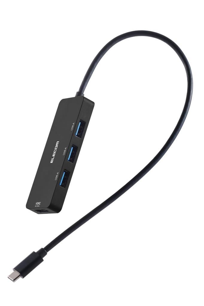 ELECOM USBHUB Bus Powered x HDMI x Black USB-C USB-A 3, 1, 30cm, U3H-MH3006BBK