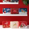 Christmas Tinplate Candy Tin Can Metal Box Cartoon Elk Santa Claus Letter Printed Xmas Candy Cookie Tea Storage Gift Case