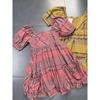 Foreign Trade Order Ent * O French style Retro Plaid Square-Cut Collar Twill Puff sleeve Waist Hugging A Word Swing Dress Women