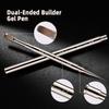 Dual-Ended Nail Art Brush Set: Long Builder & Round Gel Polish Pen with Liner Brush for Shaping and Application.
