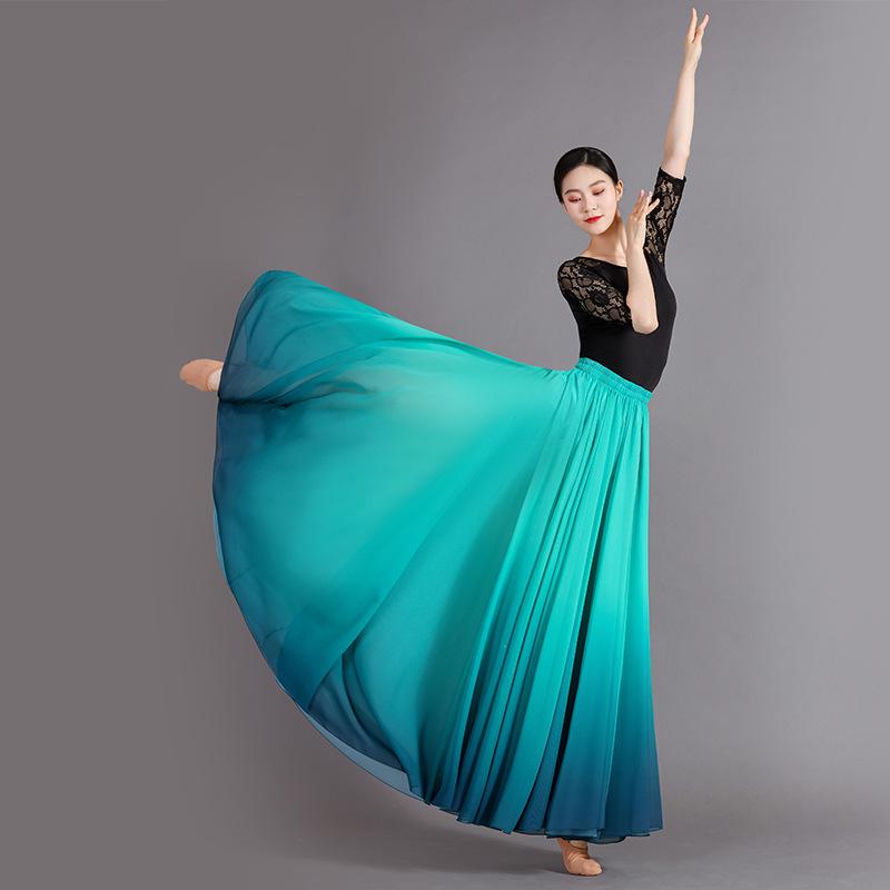 Xinjiang Meisjes Moderne Dans Chiffon Rok - 720 Graden Draai Oefen Kostuum
