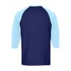 Men's Button-Down Contrast Raglan 3/4 Sleeve Top