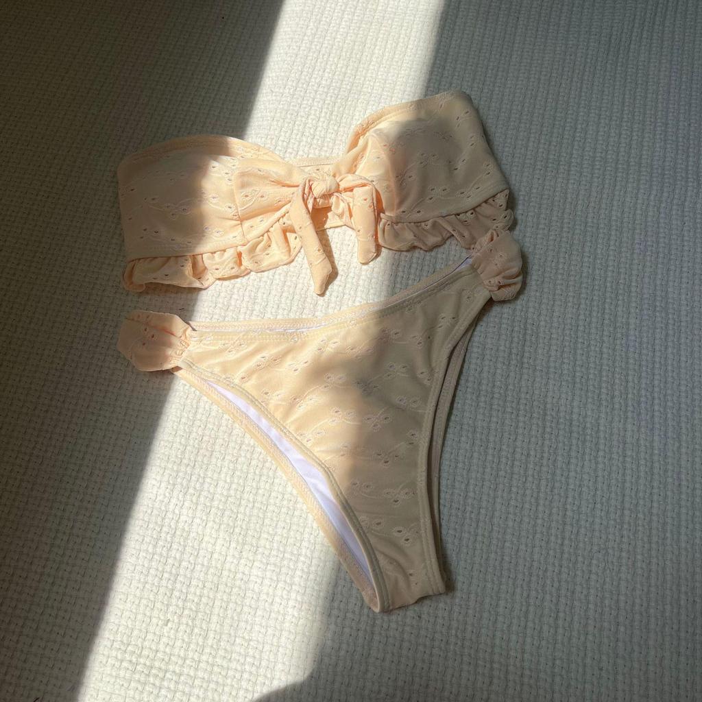 2025 Euro-Amerika Floral Bandeau Split Bikini Bademode