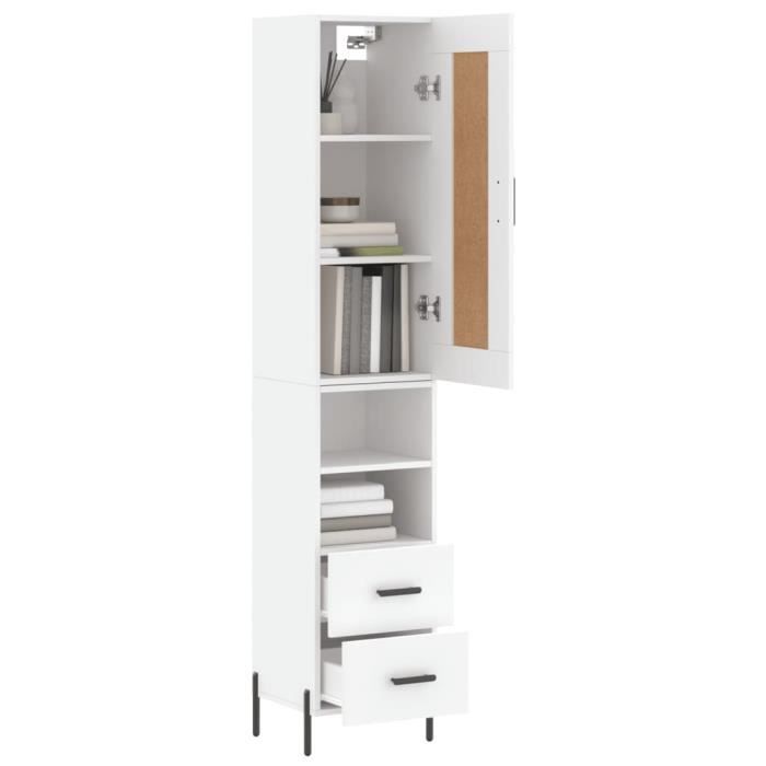VidaXL Buffet haut Blanc 34,5x34x180 cm Bois d'ingénierie 3200265