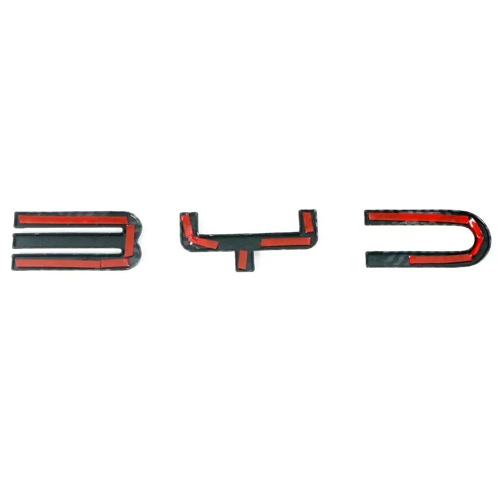 For BYD SEAl HAN SONG YUAN DOLPHIN ATTO 3 Accessories Car Front Bumper Emblem Badge Decal Black Carbon Logo Refit Sticker