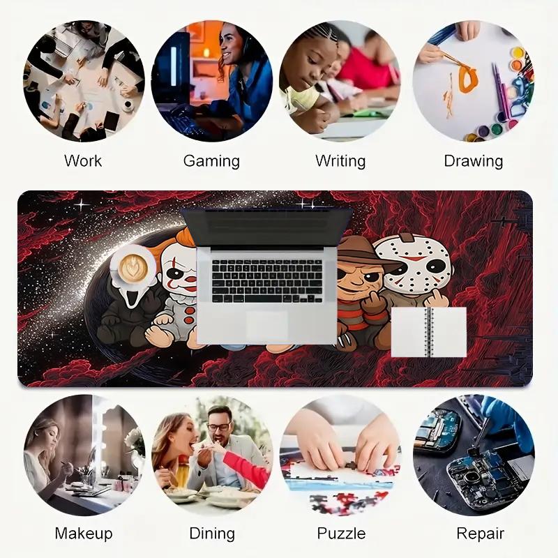 1Pc Horror Icons Space Gaming Mouse Pad Keyboard Desk Mat Non-slip Rubber Lock Edge Waterproof Computer Mousepad for Office Home Decor Y1336
