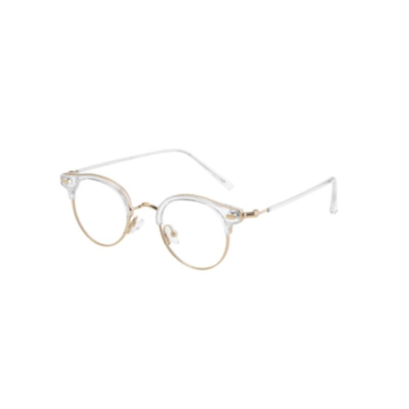 Unisex round mini retro style glasses Crystal Nude-Bronze