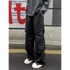 Mens Cargo Pants Loose Straight Leg High Street Vintage Work Trousers Multi-Pocket Casual