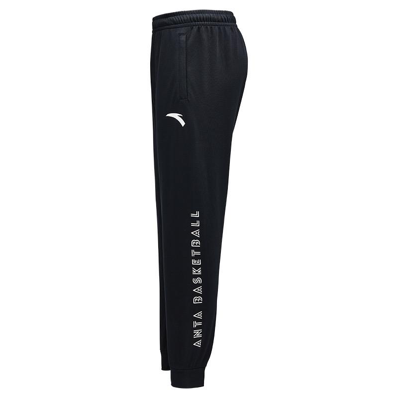 Anta Logo Pattern Comfortable Cuffed Sports Casual Pants Men bottoms Black 152431352-2