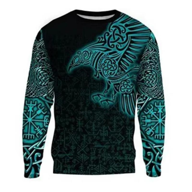 Pánské tričko s dlouhým rukávem, kulatým výstřihem, s potiskem čínského draka a kresleného 3D designu, Harajuku, módní a personalizované, oversized, volný střih, horní díl