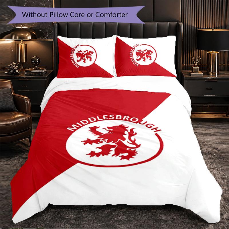 Biancheria da letto a tema Middlesbrough FC Set 3 Pezzi Copripiumino Biancheria da letto Decorativa per Camera Adolescenti Decorazione Casa