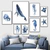 Baleia Golfinho Caranguejo Peixe Polvo Cavalo-marinho Coral Oceano Pôsteres e Impressões Pintura em Tela Arte de Parede Imagens Quarto Infantil Decoração de Casa