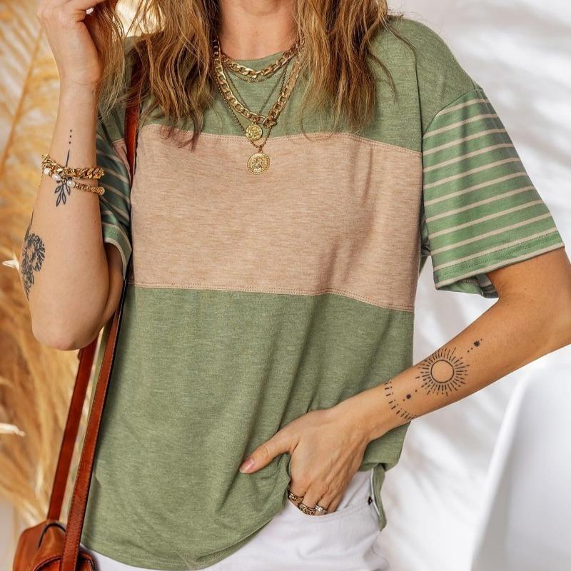 Summer New Round Neck Casual Loose Women's T-shirt Fashion Simple Short Sleeve T shirts for Women Elegant Slim Fit Office Lady Tee Tops 26648