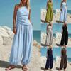 Damen Ein-Schulter-Top und Weitbein-Hosen-Set Lässiges Strandurlaubs-Loungewear
