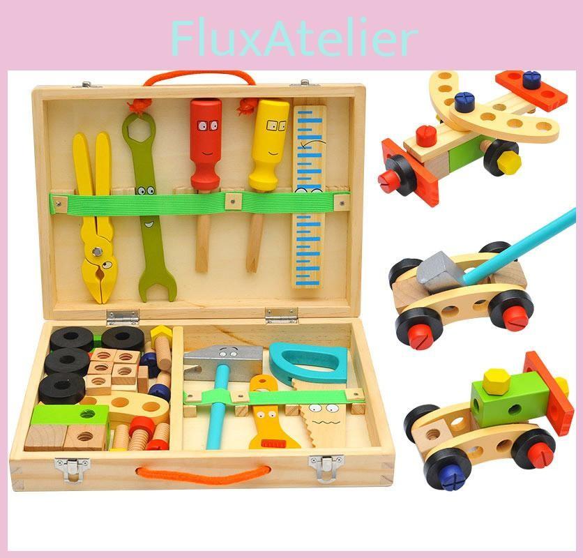 Wooden Toolbox Repair Disassembly Assembly Building Blocks Children Toys Puzzle