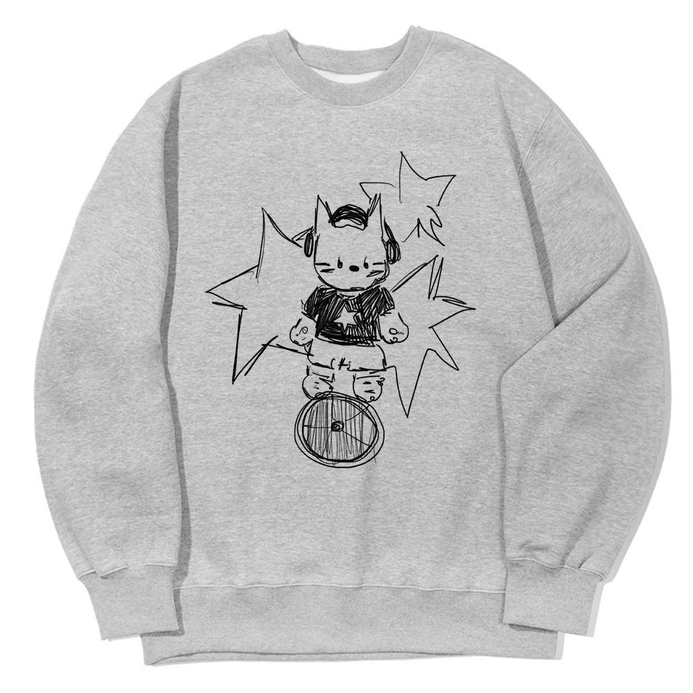 AWESOMEUS Cat On A Cycle Sweat Shirts_3 Color