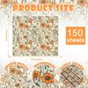 150 Sheets Orange Wildflower Garden Floral Wax Paper for Food Deli, 9.8'' x 8.3'' Retro Floral Greaseproof Deli Paper for Sandwich Picnic Basket