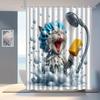 1pc Funny Bathing Cat Shower Curtain - High Quality Bathroom Decor with Hooks Bathroom Window Decoration for Cat Lovers