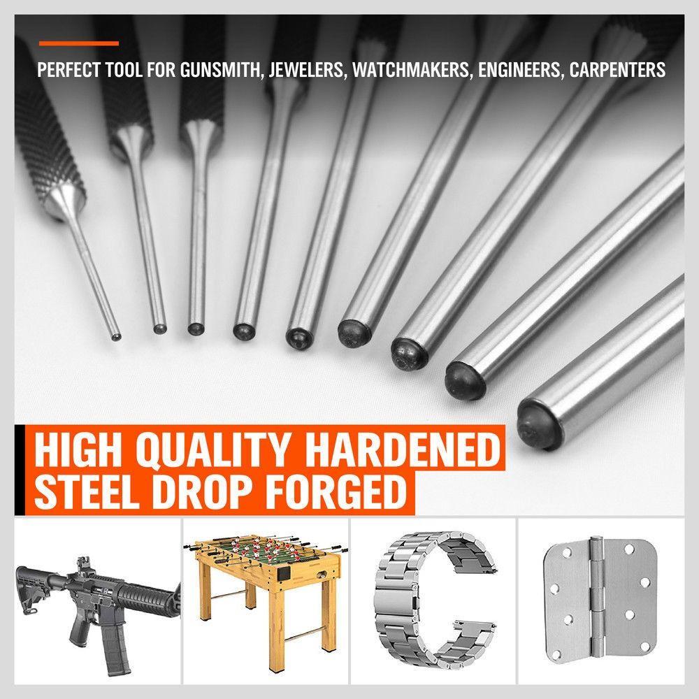 9pcs/Set Multi Size Heavy Duty Round Head Punch Gouge Tools Pin Punch Roll Pins Punch Locator