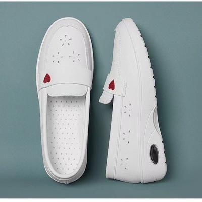 Liefde medische zorg kleine witte schoenen werk verpleegkundige schoenen dames ademend zachte zool gaatjes antislip luchtkussen geen vermoeide voeten leren schoenen