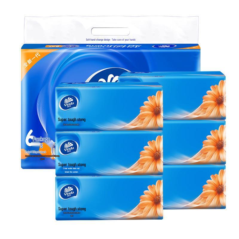 Vinda Ultra Strong 3-слойные бумажные салфетки для лица, 100 листов, семейная упаковка 24 штуки