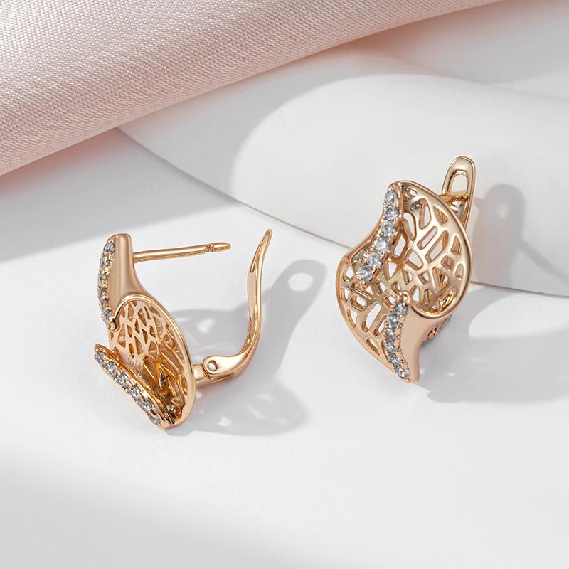 Kinel weiße natürliche Zirkon-Waben-Tropfenohrringe für Frauen, roségoldene Farbe, Luxus-Design, Schmuck, Partygeschenke