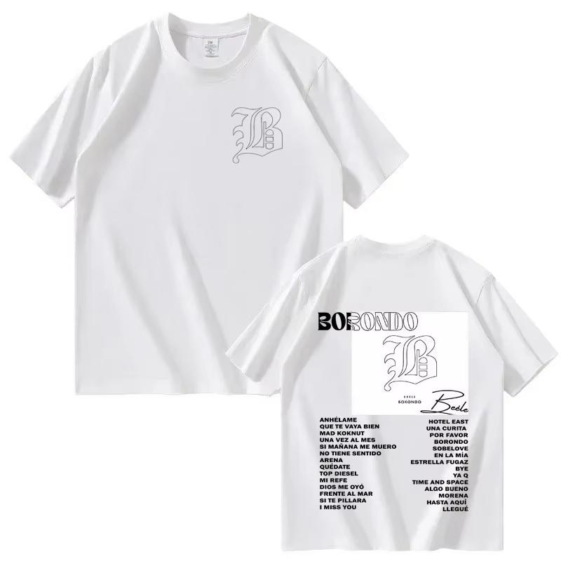 Hot Rapper Beele New Album Borondo Double Sided Print Graphics Merch 2026 Men Short Sleeve top Harajuku Casual Cozy Tshrit