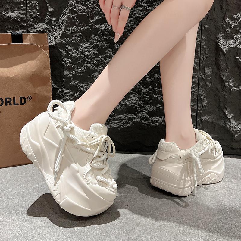 Fashion 9.5CM Women Platform Sneakers Casual Light Outdoor Lace Up Shoes High Quality Sneaker Breathable Fashion Sports Shoes For Female