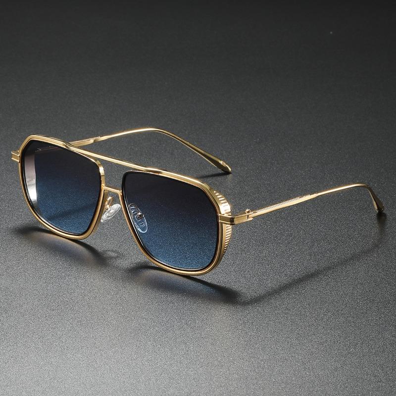 Non-polarized Fashion Sunglass Men Vintage Sunscreen Oversized Sunglasses Women Trendy Metal Glasses