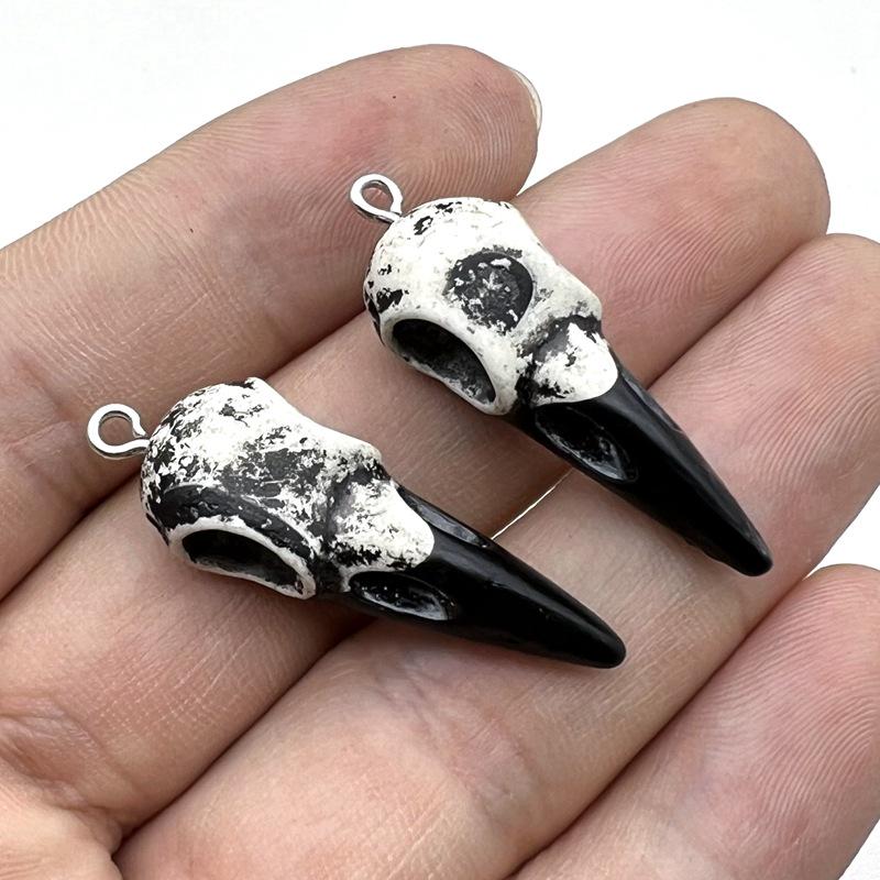 

Raven Skull Resin Replica Necklace - Gothic Bird Skull Jewelry Pendant