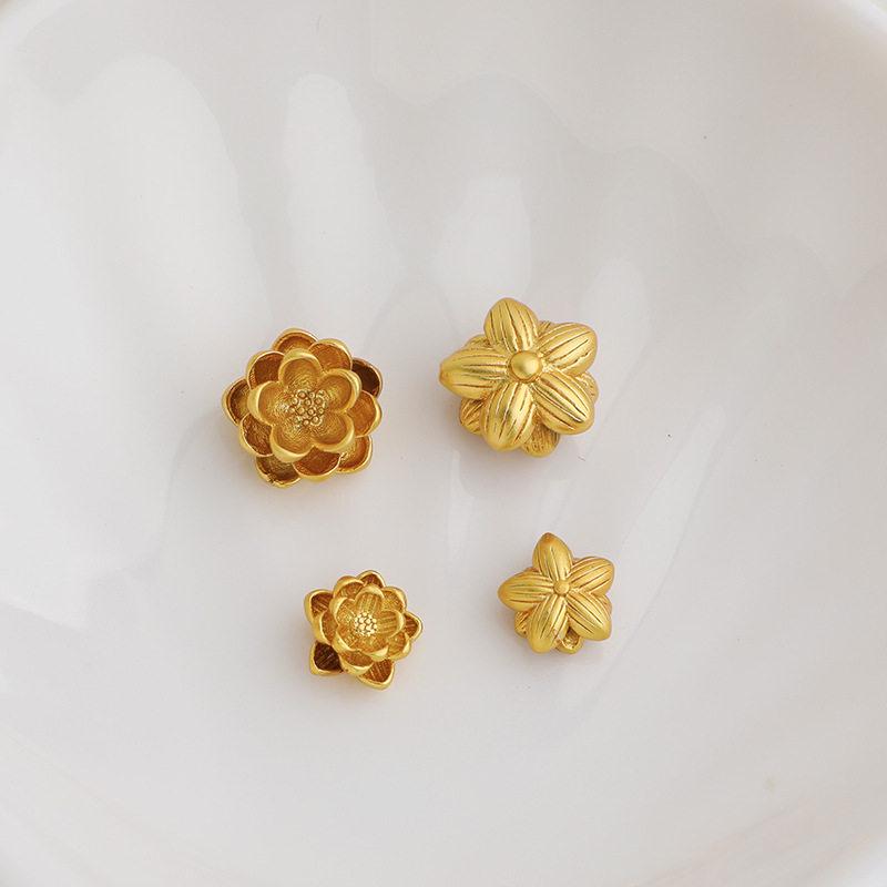 Gold-Plated Lotus Spacer Bead for DIY Jewelry and Handmade Pendants