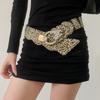 Mei Mary Super Sparkly Diamond-studded Leopard Print Leather Butterfly Patchwork Waist Chain - Vintage Ethnic Style Belt
