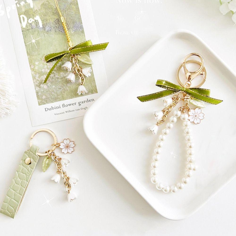 Flores Convallariae Klíčenka s stuhou Korejský styl Přívěsek na tašku Doplněk k tašce Šňůrka na mobilní telefon