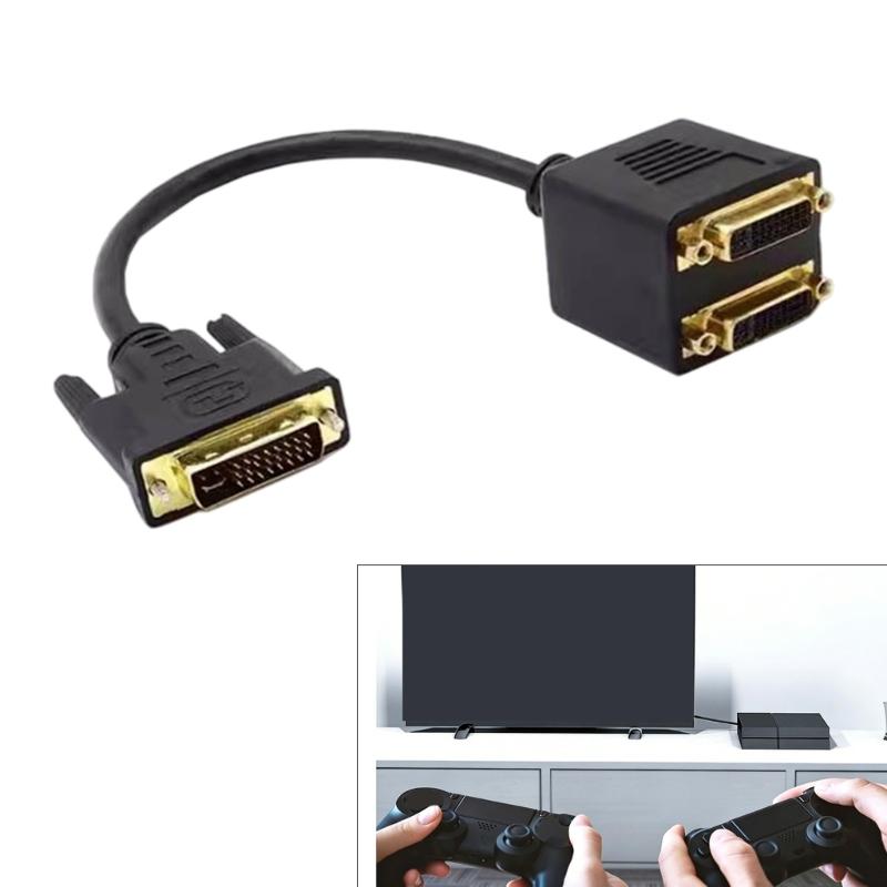 DVI 24+5 Y Splitter Adapter Male To Female For Double Monitor Setups With 1080P High Clear Video Output for Homes,