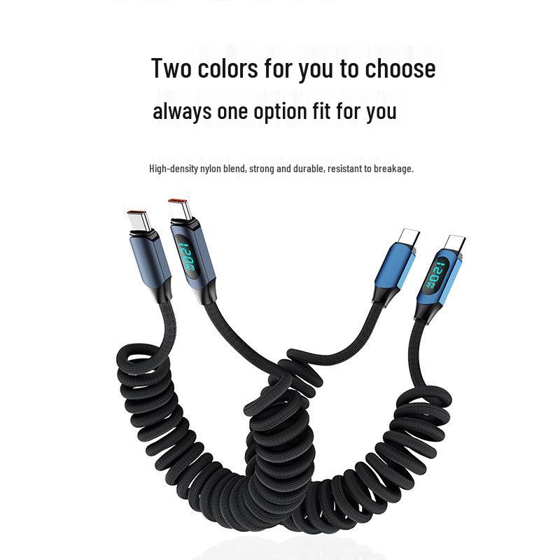 120W Dual Type-C Fast Charging Cable for Apple, Huawei, Vivo, and Oppo - 6A Car Charger Compatible
