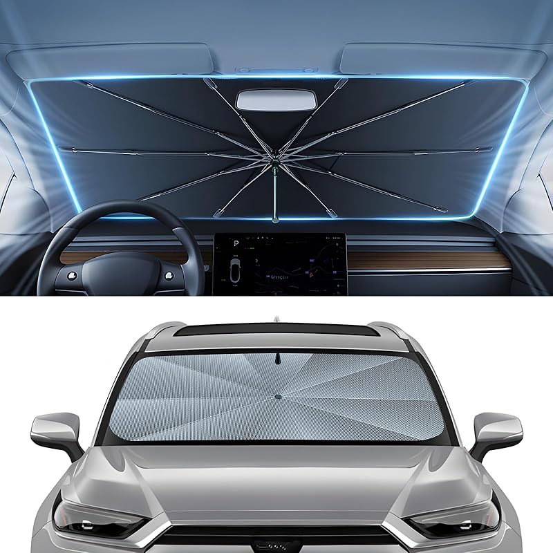 Autorder Windshield Sun Shade Umbrella For -2025 Toyota RAV4 Accessories,Upgraded Ice Crystal Material,Easy Setup Umbrella Sunshade For Car