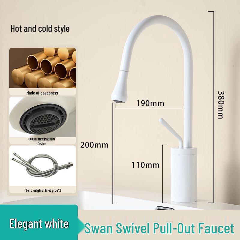 TLXT Swan Neck Pull-Out Kitchen Faucet