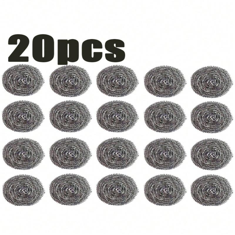 Stainless Steel Brush Cleaner Balls, Multi-Purpose Kitchen Cleaning Scrubber. Essential Cleaning Tool For Home, Outdoor, & BBQ. 2-In-1 Sponge
