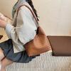 Premium Texture Niche Simple Woven Bucket Bag Large Capacity Casual Lazy Style Underarm Shoulder Commuter Tote Bag