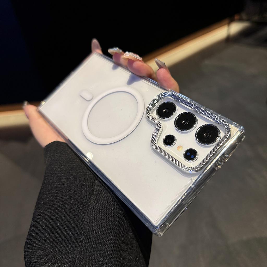 Luxury Transparent Shockproof For Magsafe Case for Samsung Galaxy S25 Edge S24 Plus S23 FE S22 Ultra Magnetic Armor Back Cover